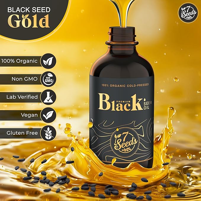 Cold Pressed Black Seed Oil - 120ml Cold Pressed Nigella Sativa Liquid for Immune Support, Joints, Digestion, Hair & Skin (4 Fl Oz)