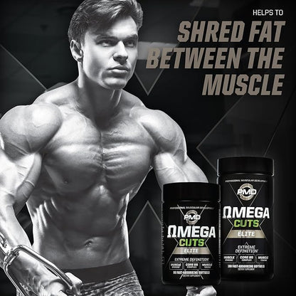 PMD Sports Omega Cuts Elite Fat Loss-Muscle Defining Formula - Omega Fatty Acids, MCT's and CLA for Muscle Definition and Maintenance - Keto Friendly for Women and Men - Stimulant Free (90 Softgels)
