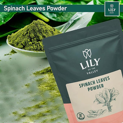 Lily of the Valley Spinach Powder - Green Superfood Powder for Juice, Smoothies, Soups, Baked Dishes & Recipes - Vegan & Gluten-Free - Packed in Resealable Pouch (16oz, 453g)