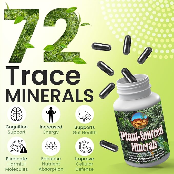 Fulvic Humic Mineral Blend of Plant-Sourced Trace Minerals, Electrolytes, Gut Health, Cognitive & Immune Support, Pure Vitality Formula for Strength - - 120 Capsules