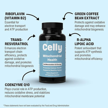 Mitochondrial Health | Longevity Supplement for Cellular Nutrition and Healthy Aging | Promotes Mitochondria ATP Energy with CoQ10, Resveratrol & Green Coffee | Made in USA & 3rd Party Tested