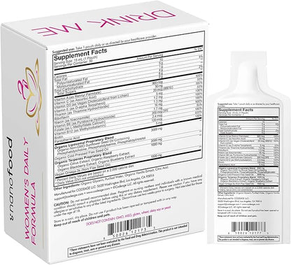 Codeage Liposomal Women's Daily Vitamins Liquid Pouch Formula, Vegan Omega-3 Liquid Multivitamin Supplement, Biotin, Vitamins A, B, C, D, E, Riboflavin, Berry - Non-GMO - 30 Pouches