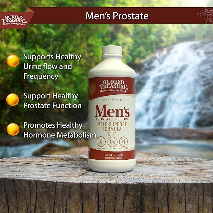 Buried Treasure: Men's Prostate Complete - Natural Herbal Formula Supplement w/ Saw Palmetto, Pygeum Bark, & Stine Nettles to Support Healthy Urinary & Prostate Function - 16 oz