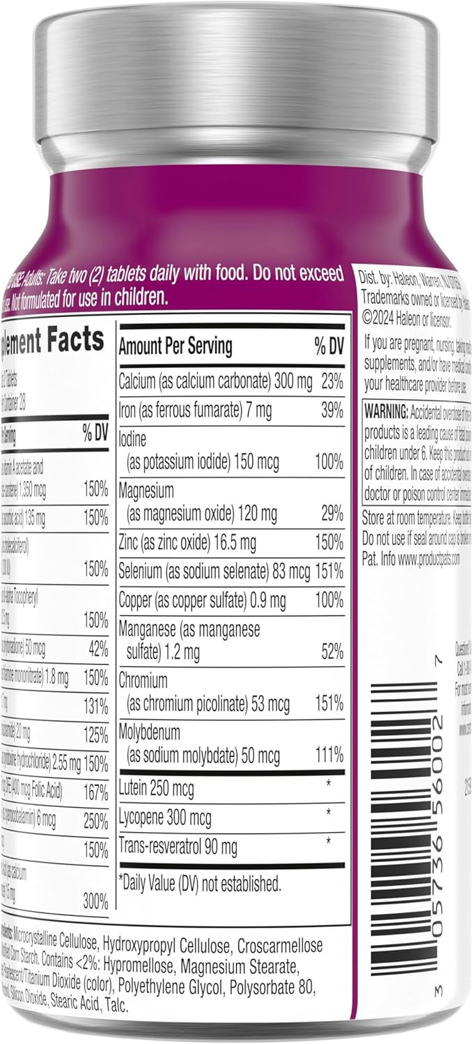 Centrum Age Defy for Women, All-in-1 High Potency Multivitamin + Healthy Aging Supplement, Multivitamin Blend with Resveratrol, and Niacin for NAD+ Level Support, Aluminium Bottle, 56 Tablets