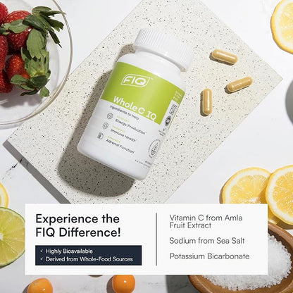 FIQ - Whole C IQ - Natural Vitamin C Supplements with Amla Fruit Extract - Iron, Energy, & Immune Support from Whole Food Sources - High Absorption Vitamin C Capsules - 90 Capsules