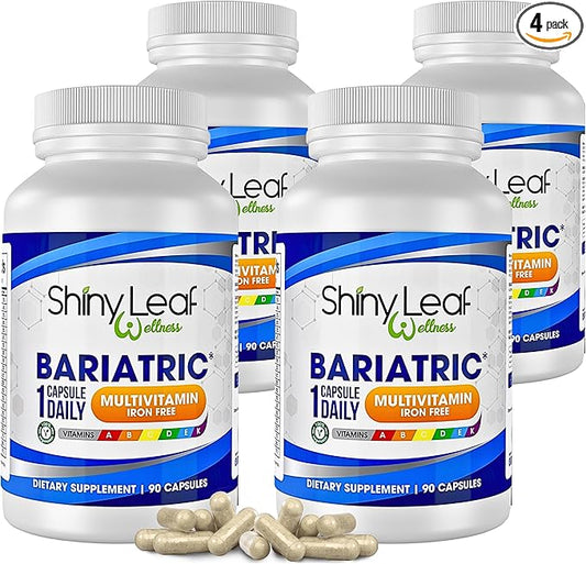 Shiny Leaf Bariatric Multivitamin Without Iron - Vitamins for Gastric Bypass & Sleeve, 1 Daily Capsule W Vitamin A, C, D, Biotin, Zinc, B12, K, Vegetarian, Soy-Free, GMP Cert., Made in USA (360 Ct.)