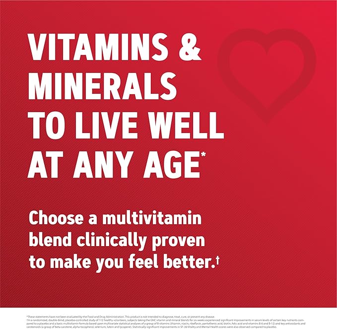 GNC Mega Men 50 Plus Multivitamin Caplets, Clinically Proven, Heart & Prostate Health, B Vitamins, Saw Palmetto, Memory, Vitamin D-3, 60 count