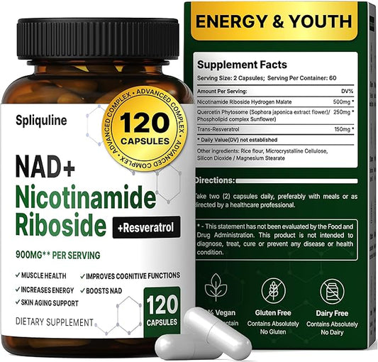 NAD Supplement with Resveratrol, Quercetin & Nicotinamide Riboside for Cellular Energy & Muscle Support, NAD+ Supplement for Men & Women, 120 Count, A1