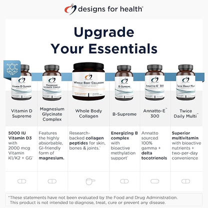 Designs for Health Vitamin D Supreme - Vitamin D 5000 IU with 2000mcg Vitamin K as MK4 for Bone Health, Heart Health & Immune Support - Vitamin D3 Enhanced with GG Supplement (30 Capsules)