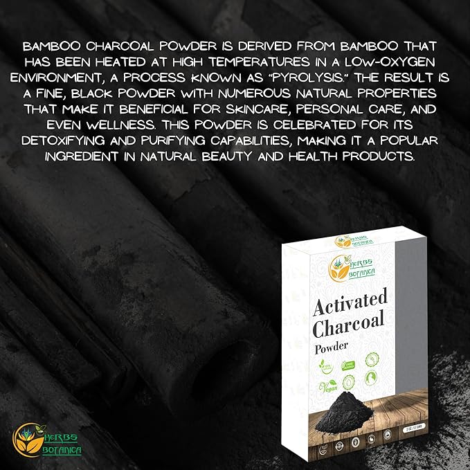 Activated Charcoal Powder 100% Food Grade Bamboo Charcoal Powder for Baking, Soap Making, Face Masks & DIY Skincare Fine for Multiple Uses 2 oz