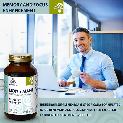 PURICA - Lion's Mane Micronized Mushrooms (120 Count (Pack of 1))