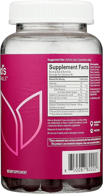 Hyland's Organic Elderberry Plus Gummies, Organic Black Elderberry with ZINC and Vitamin C, Immune Support Supplement for Adults, 60 Vegan Gummies (30 Days)