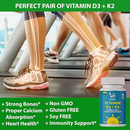 Vitamin K2 (MK7) with D3 Supplement Bone and Heart Health Non-GMO Formula 5000 IU Vitamin D3 & 100 mcg Vitamin K2 MK-7 Easy to Swallow Vitamin D & K Complex, 60 Tablets