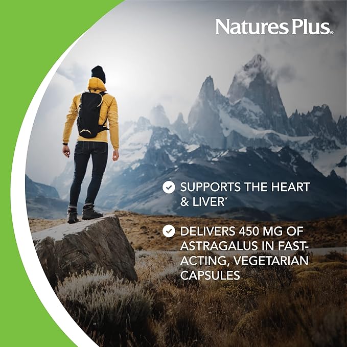 NaturesPlus Herbal Actives Astragalus - 60 Capsules - Immune System Support - Vegan, Gluten Free - 60 Servings