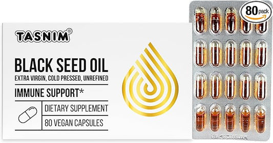 Tasnim Black Seed Oil Organic Cold Pressed Capsules 100% Pure Cold-Pressed Black Cumin Seed Oil Nigella Sativa for Immune Support, Joint Comfort and Vitality