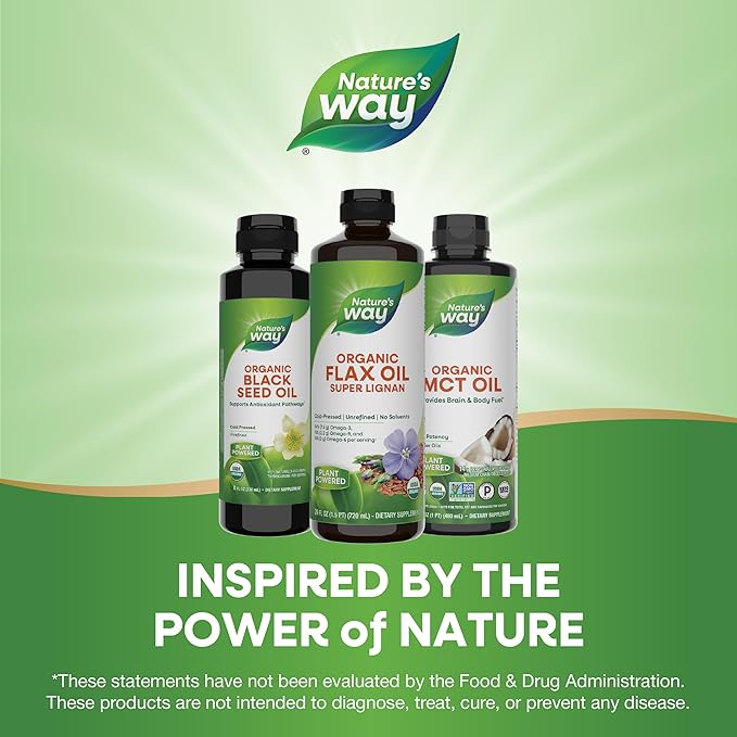 Nature's Way Organic Flax Oil Super Lignan, Cold-Pressed, and Unrefined, 24 Fl Oz