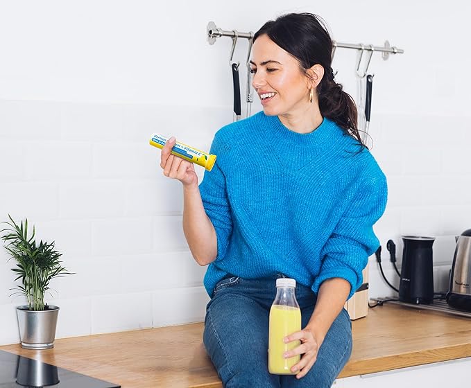 German Calcium + VIT. C - 100 Vegan Drink Effervescent Tablets - Lemon Lime Flavor - Made in Germany