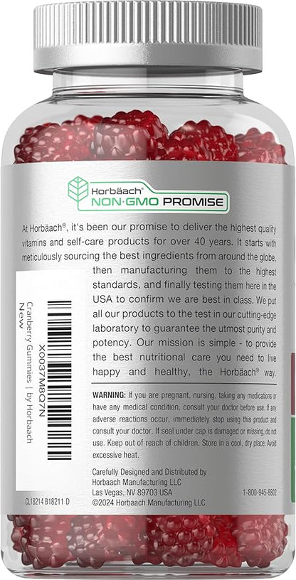Horbäach Cranberry Gummies | 70 Count | Vegan, Non-GMO, and Gluten Free Supplement | High Potency Extract Formula