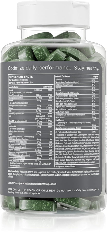 Pure for Men Multivitamin Supplement | Energy, Mood Support, Strong Bones, Antioxidants, Minerals | Vitamins A, B, C, D, Magnesium, Calcium | 42 Fruit & Vegetable Proprietary Blend | 120 Vegan Tablets