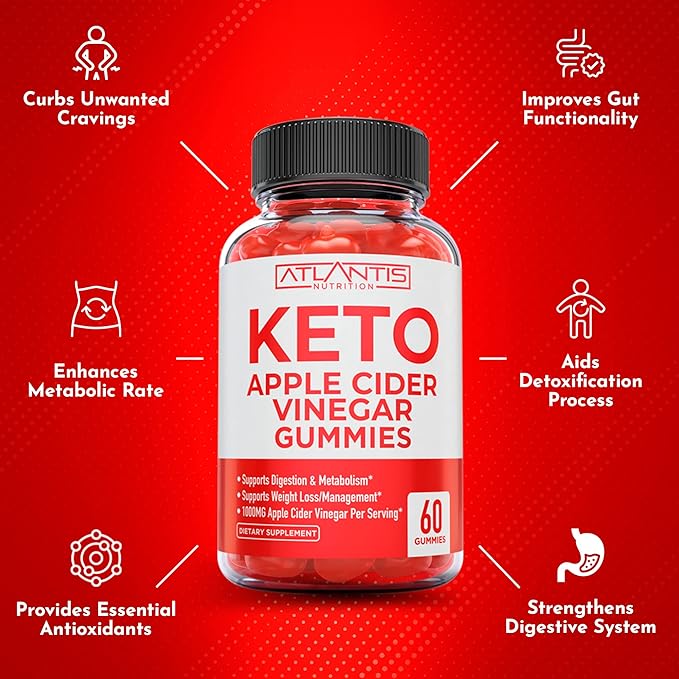 Atlantis Nutrition Keto Apple Cider Vinegar 60 Gummies + Testosterone Booster 2-Pack (120 Gummies)