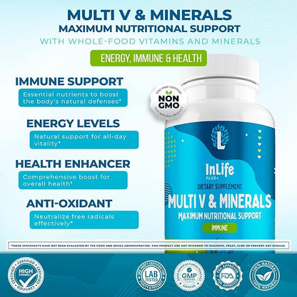 Multivitamin with 25 Vitamins & Minerals (90 Tablets) | Immune, Energy & Cognitive Support | Daily Vitamins for Woman and Men | Antioxidants, Zinc, B-Complex, Calcium, D3 (1)