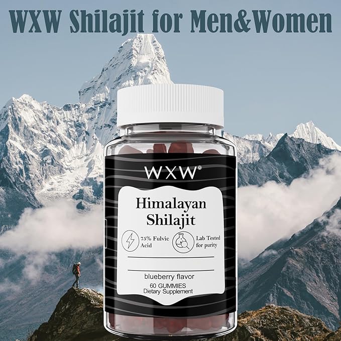 WXW Shilajit Gummies Pure Himalayan Organic Manuka Honey MGO +263 High Potency for Men & Women 85+ Trace Minerals 75% Fulsive Acid Lab Tested 120 Gummies