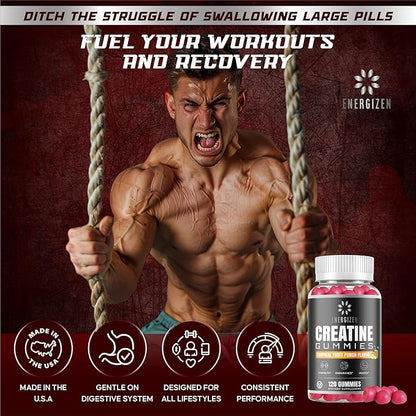 Creatine Monohydrate Gummies – Tropical Fruit Punch Flavor | 5g Creatine Per Serving | Vegetarian, Kosher, Halal, Gluten-Free, Gelatin-Free, Natural Flavors & Colors.