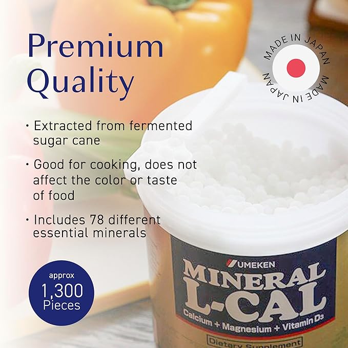 Mineral L-Cal, Calcium with Vitamin D3 In Ball Format, Enriched with Magnesium and Minerals, Water Soluble and Fast Absorbing, Calcium Magnesium D3 Supplement, 1,300 Balls & 130g per Bottle, Pack of 1