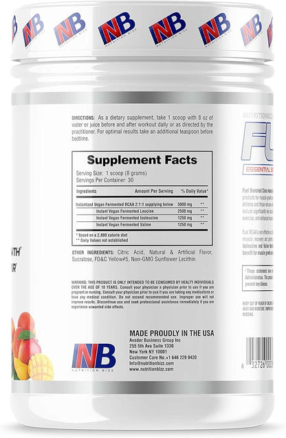 BCAA Powder, 5 Grams of BCAAs Amino Acids, Post Workout Recovery Drink for Muscle Building, Recovery, and Endurance, 30 Servings (Peach Mango)