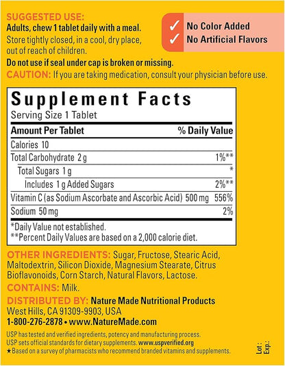 Nature Made Chewable Vitamin C 500 mg, Dietary Supplement for Immune Support, 150 Tablets, 150 Day Supply
