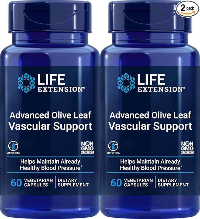 Life Extension Advanced Olive Leaf Vascular Support, 60 Vegetarian Capsules (Pack of 2)