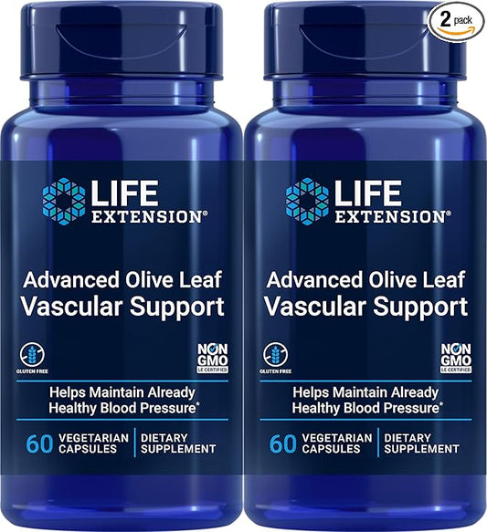 Life Extension Advanced Olive Leaf Vascular Support, 60 Vegetarian Capsules (Pack of 2)