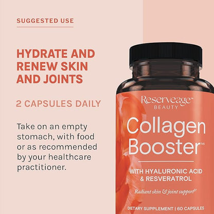 Reserveage Beauty, Collagen Booster, Collagen Supplement for Skin Care and Joint Health, Supports Healthy Collagen Production for Men & Women, 60 Capsules (30 Servings)