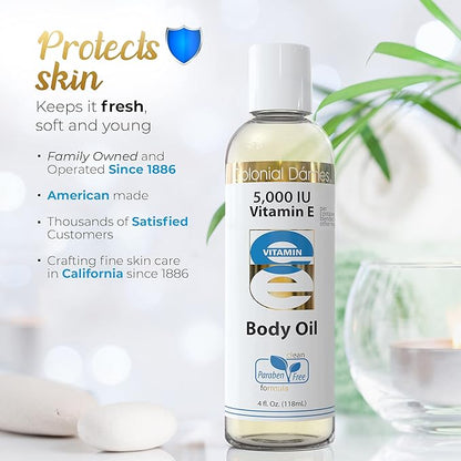 Colonial Dames 5,000 IU Vitamin E Oil Blend Skin Therapy Oil for Whole Body Vitamin E Body Oil for Hydrated Healthy Skin