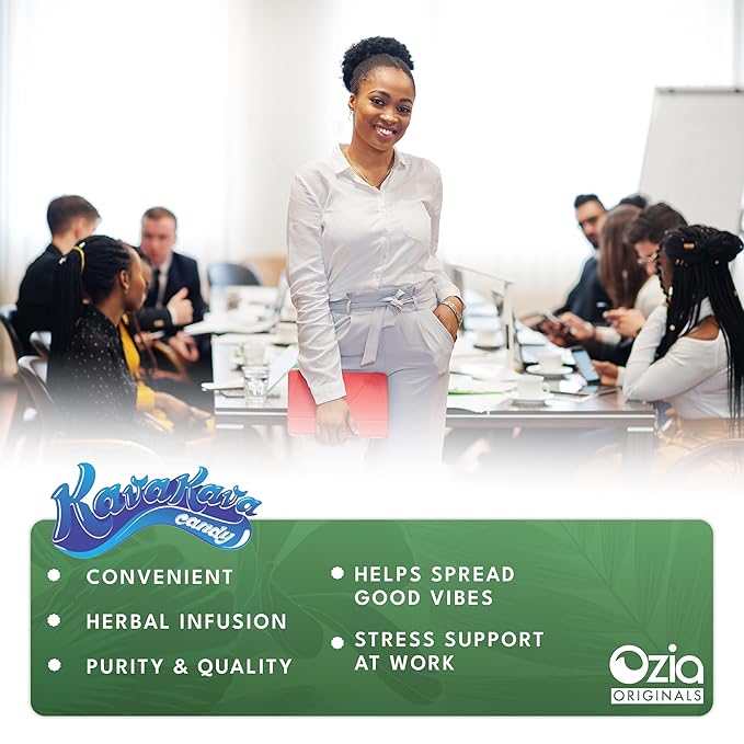 Ozia Originals Kava Kava Candy - 8 Kava Candies Per Pack, Kava Extract Stress Relief Supplement, Natural Kava Root Chill Happy Pill, Encourages Positive Mood - Coconut Cream Flavor, 4 Packs