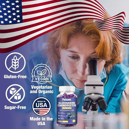 1 Pack 3000MG Glucosamine Chondroitin Gummies - Extra Strength Joint Health & MSM Elderberry Natural Joint Support Supplement, Flexibility, Antioxidant Immune Support for Adults, 60 Gummies.