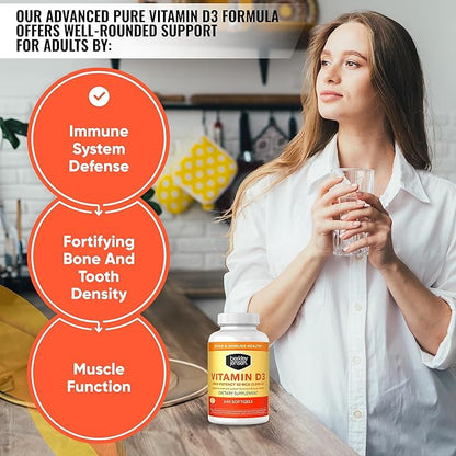 Berkley Jensen High Potency Vitamin D3 2000IU (50 mcg) (640 Softgels), Dietary Supplement for Teeth, Muscle, Immune Function, and Bone Health, for Men and Women, Made in USA, 640 Day Supply