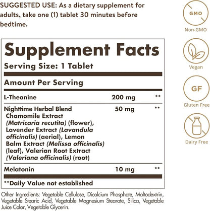 Solgar Triple Action Sleep, 90 Tri-Layer Tablets - Time-Release Melatonin & L-Theanine Plus Herbal Blend - Helps You Relax - Non-GMO, Gluten Free - 90 Servings
