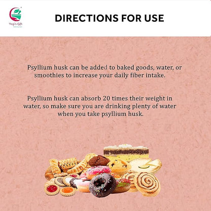 Psyllium Husk Whole 8 oz | 98% Purity | Soluble Fiber Supplement | Keto Friendly | Use in Smoothies, Cooking and Baking | Unflavored, Fine Ground, 100% Natural, Non GMO | by Yogi's Gift®