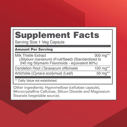 Protocol Milk Thistle Extract 300 mg - for Healthy Liver Support* - with Artichoke Leaf & Dandelion Root - Vegan & Kosher - 90 Veg Capsules