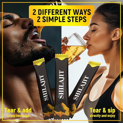 Shilajit Honey Sticks - Himalayan Shilajit Honey Sticks Organic Honey & Saffron for Energy,Strength & Cognitive Support for Men & Women 30 pcs