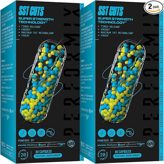 PERFORMIX - SST Cuts - Thermogenic with CLA - Energy, Focus & Mood - Metabolism Support - Hunger Control - Nootropic - Pre Workout - Men & Women - 160 Servings - 2 Pack