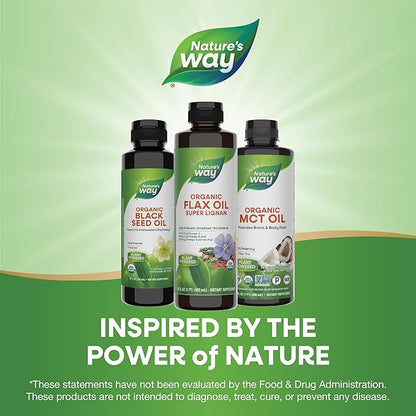 Nature's Way Organic Flax Oil Super Lignan, Omega-3, 6, 9 Fatty Acids(1), Cold-Pressed, Unrefined, Hexane Free, 16 Fl Oz (Packaging May Vary)