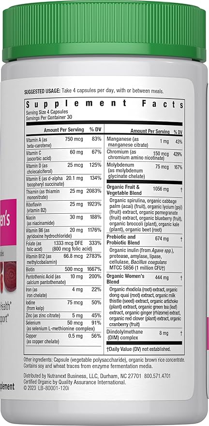 Rainbow Light Women's Organic Multi, 120-Capsules