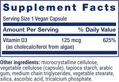 Life Extension Vegan Vitamin D3, Joint/Bone Health, Immune Support, Non-GMO, Gluten Free, 60 Count