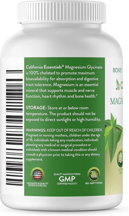 Magnesium Glycinate 400 - Chelated, High Absorption Magnesium for Muscle Relief, Bone & Heart Support -Vegan, Non-GMO, Gluten-Free 240 Tablets (Servings 120, Serving Size (2) 200mg Tablets)