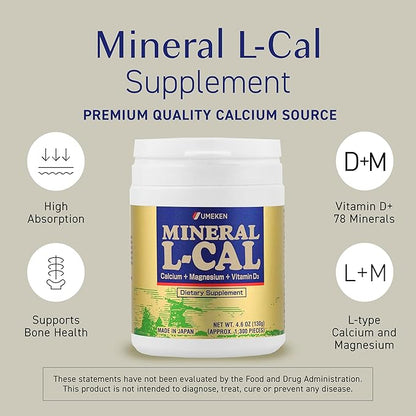Mineral L-Cal, Calcium with Vitamin D3 In Ball Format, Enriched with Magnesium and Minerals, Water Soluble and Fast Absorbing, Calcium Magnesium D3 Supplement, 1,300 Balls & 130g per Bottle, Pack of 1