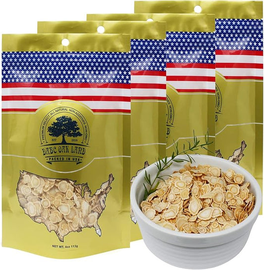 American Ginseng Slices from Wisconsin (Sliced Ginseng Root Wisconsin Grown!Most People Use It to Make Ginseng Tea! Good for Health! (American Ginseng Slices (Small Round), 4 Packs of 1 Pound)