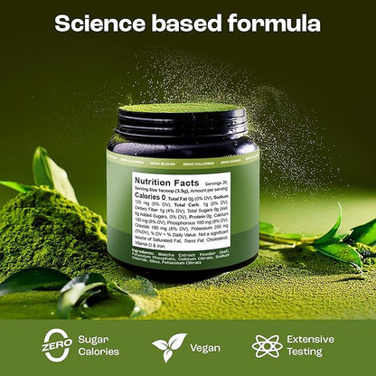KEY NUTRIENTS Matcha Powder - Unsweetened Matcha Powder with Electrolytes for Hydration and Energy - Green Tea - No Sugar - Made in USA, 20 Servings