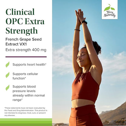 Terry Naturally Clinical OPC Extra Strength - Cardiovascular Health & Focus Support - Supplement with Grape Seed Extract - Immune Support Supplement - 60 Softgels